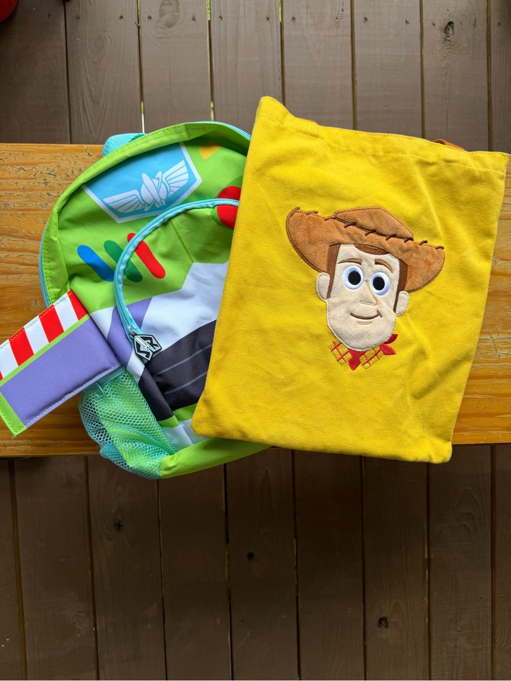 Disney Toy Story Woody Yellow Plush Pouch with Buzz Lightyear Backpack